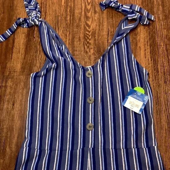 Arizona Jean Striped Knit Jumpsuit Size Small - Picture 2 of 12